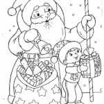 Раскраска Дед Мороз дарит подарки