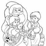 Раскраска Дед Мороз дарит детям подарки