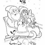 Раскраска Дед Мороз и Снегурочка на санях