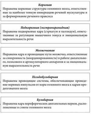 Классификация дизартрии таблица